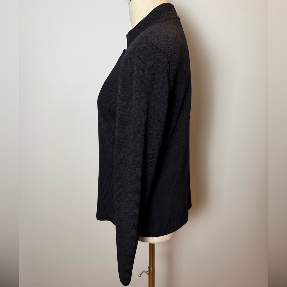 St. John Black Textured Knit Jacket Size 10 - Picture 5 of 10